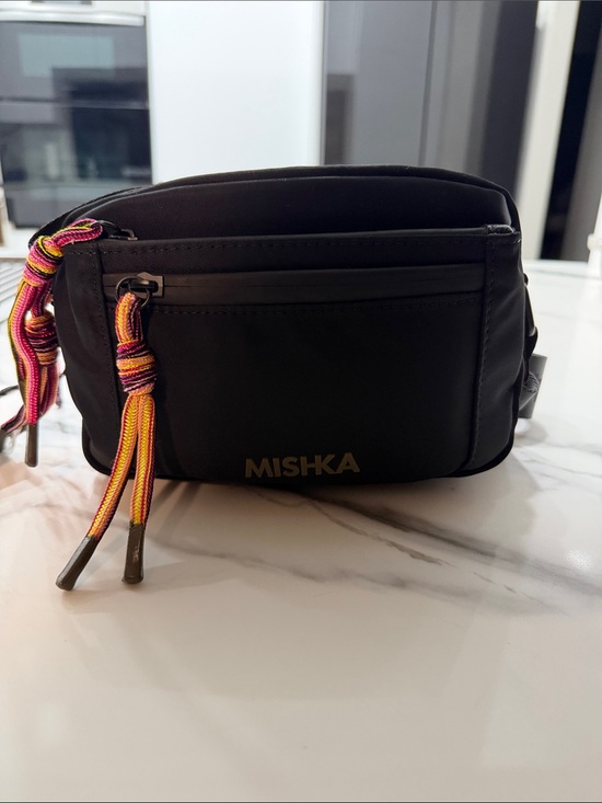 Mishka Handbags - Mishka Black Belt Bag with Colorful Tassel Pulls